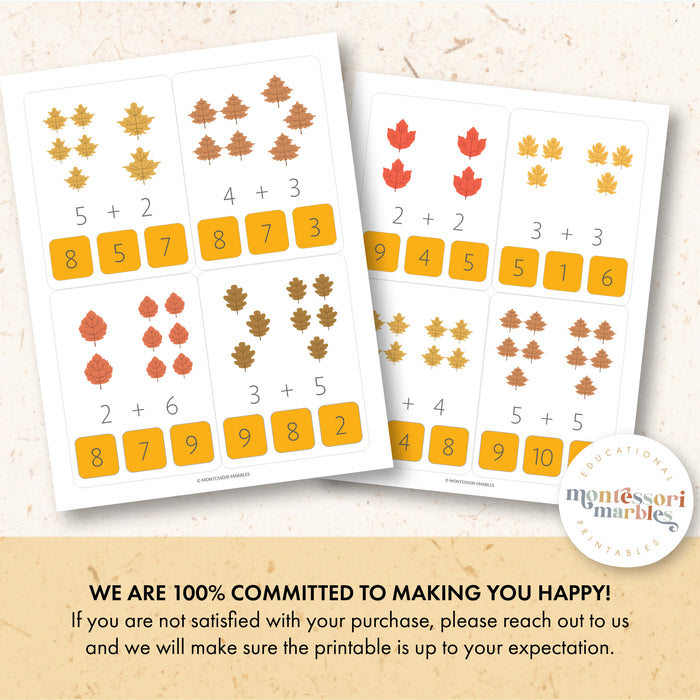 Fall Addition Clip Cards