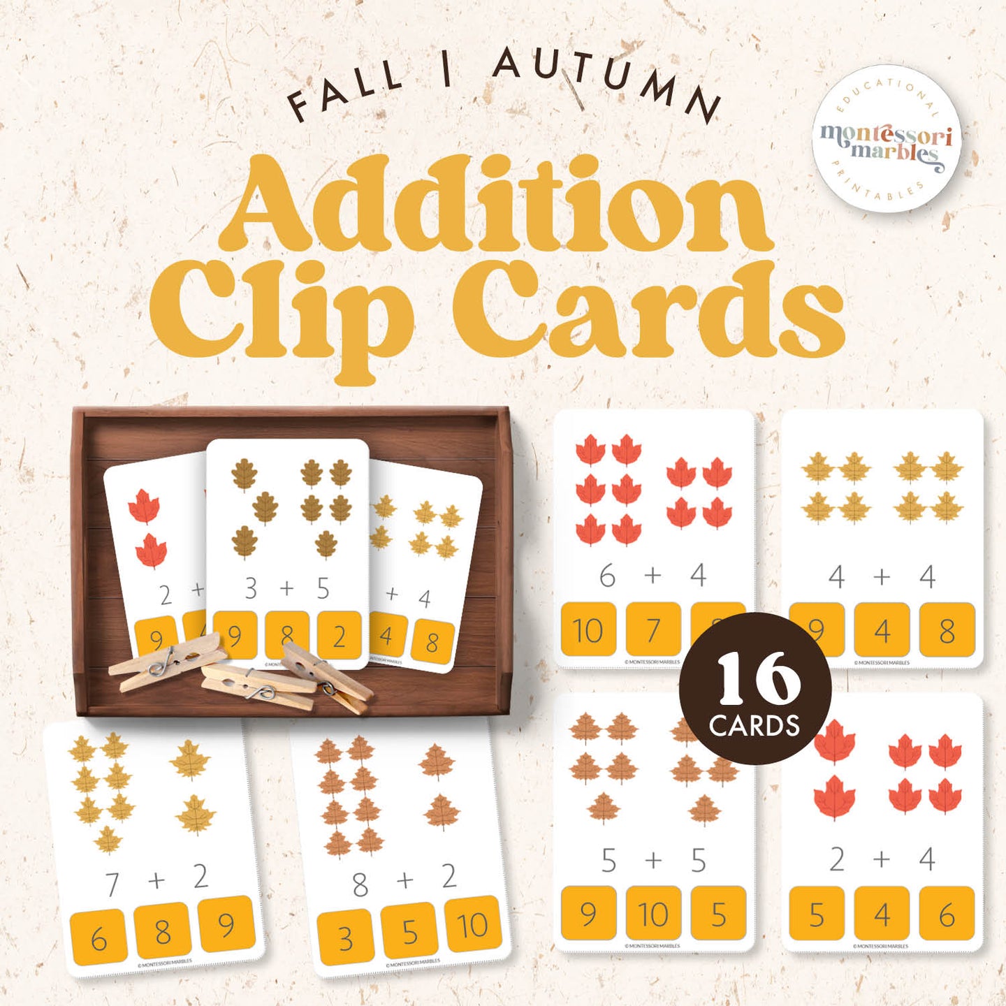 Fall Addition Clip Cards