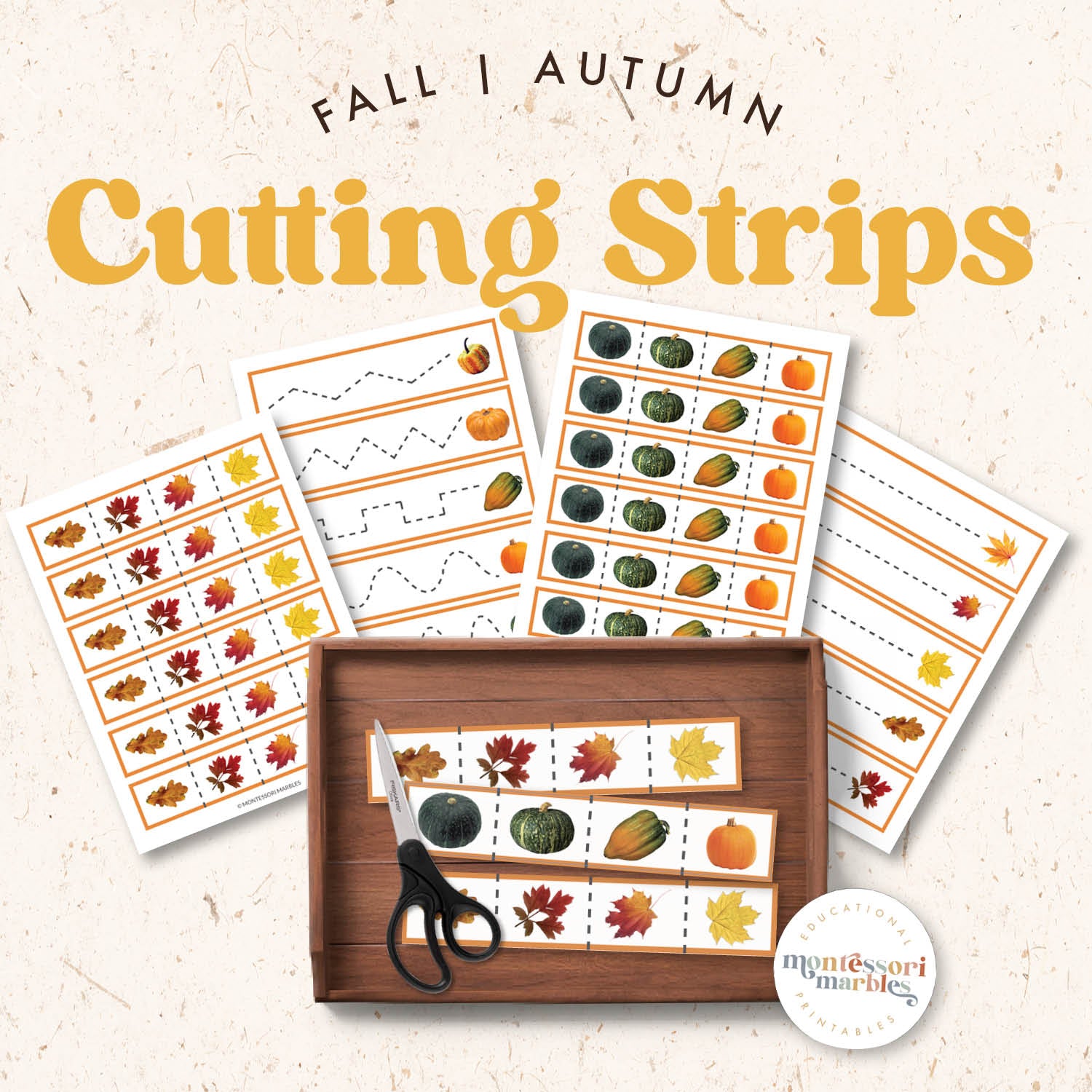 Fall Cutting Strips – Montessori Marbles