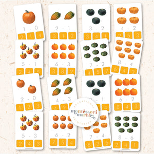 Fall Subtraction Clip Cards