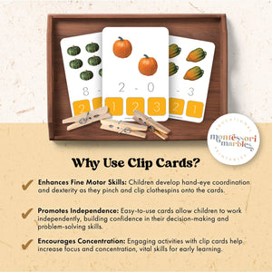 Fall Subtraction Clip Cards