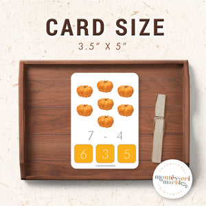 Fall Subtraction Clip Cards