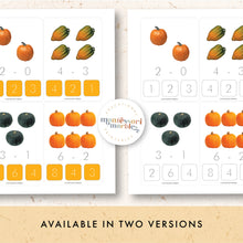 Load image into Gallery viewer, Fall Subtraction Clip Cards
