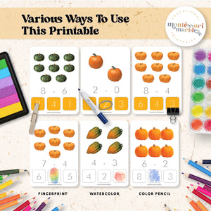 Fall Subtraction Clip Cards