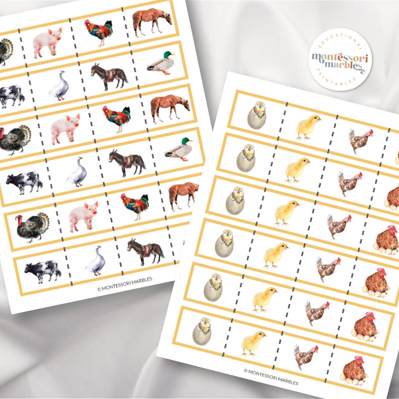 Farm Animals Scissor Skills Cutting Strips Printable PDF
