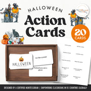 Halloween action cards for movement and activity-based learning