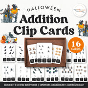 Halloween addition clip cards for early math problem solving