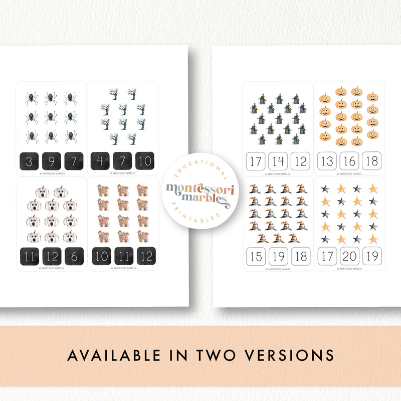 Halloween Counting Clip Cards