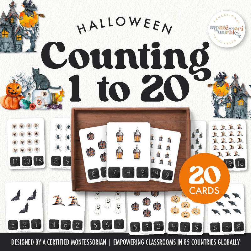 Halloween counting clip cards for number recognition practice