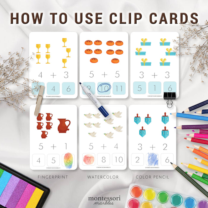 Hanukkah Addition Clip Cards