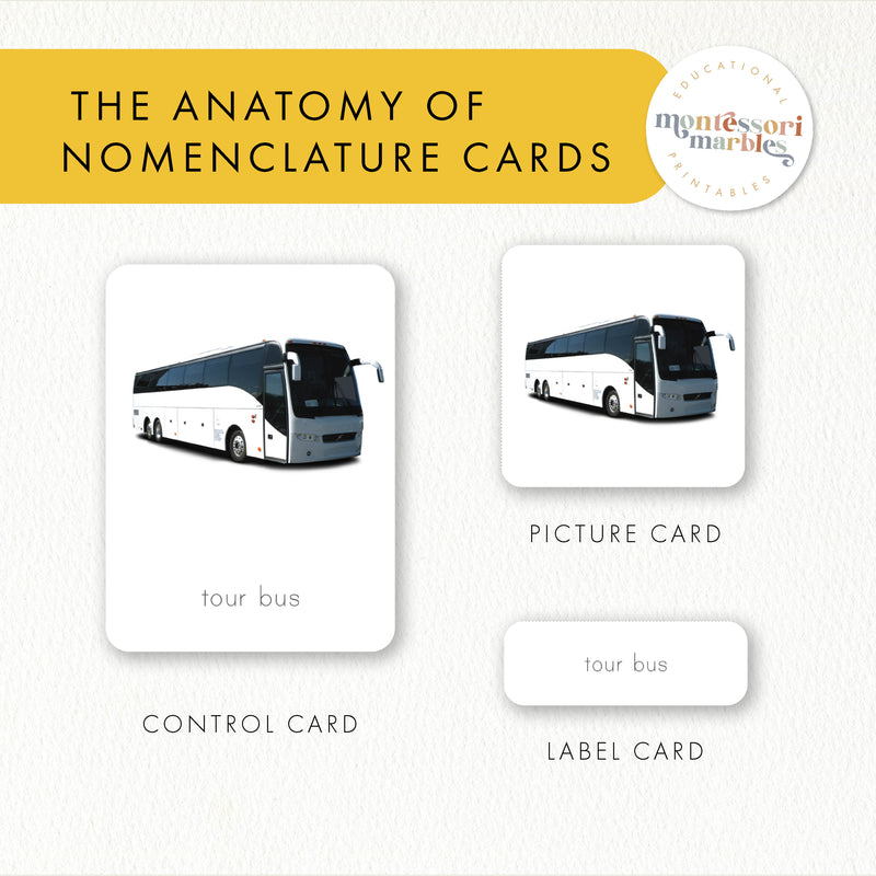 Construction & Emergency Vehicles Nomenclature Cards