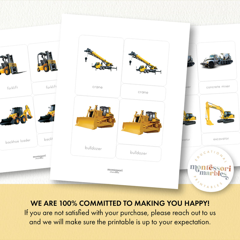 Construction & Emergency Vehicles Nomenclature Cards