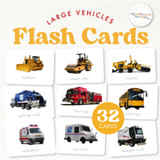 Big machines flash cards with construction photos — ages 3-6