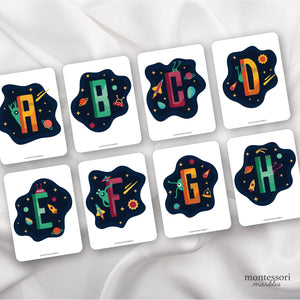 Outer Space Alphabet Flash Cards