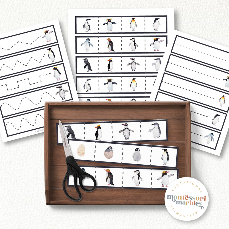 Penguins Cutting Strips
