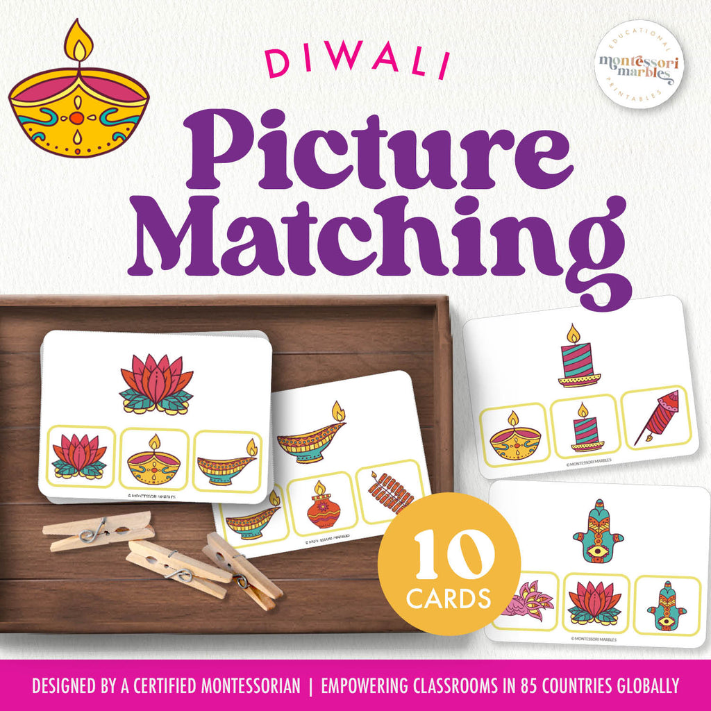 Diwali Picture Matching | 10 Clip Cards Festival Visual Game Ages 3-5 ...
