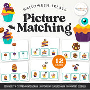 Halloween treat picture-matching clip cards for visual learning