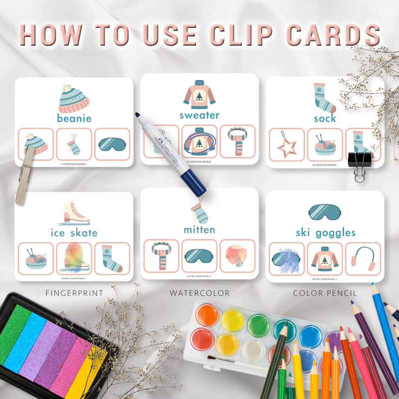 Winter Picture Matching Clip Cards