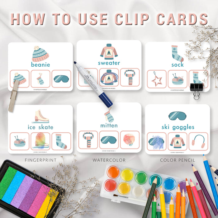 Winter Picture Matching Clip Cards