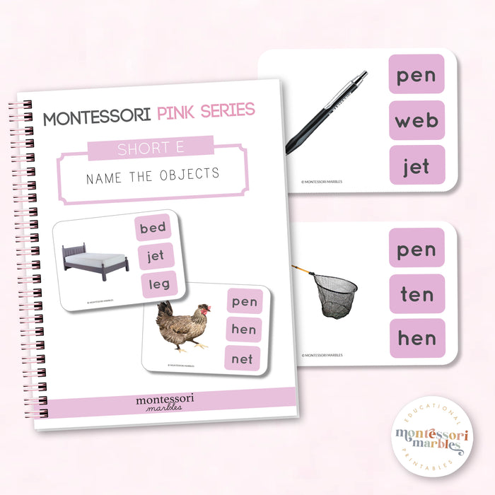 BUNDLE SET Montessori Pink Series | Name the Objects Short Vowels