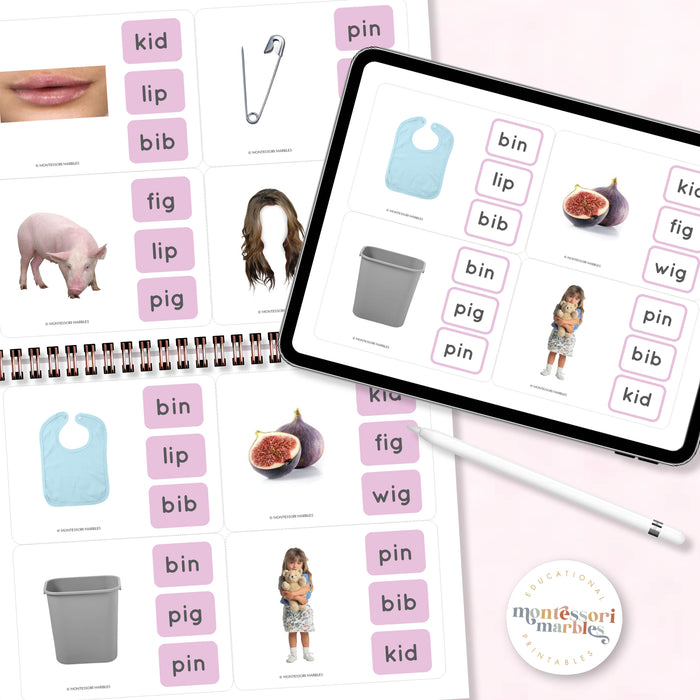BUNDLE SET Montessori Pink Series | Name the Objects Short Vowels