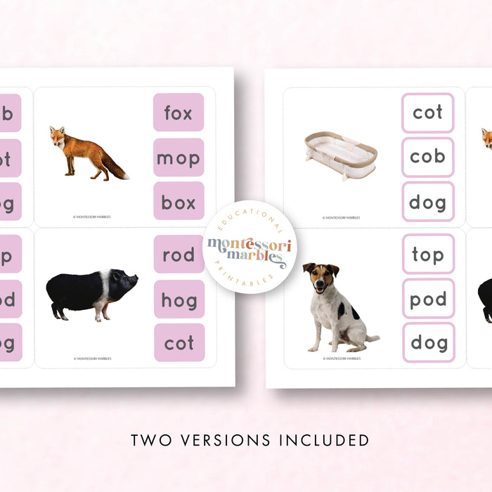 BUNDLE SET Montessori Pink Series | Name the Objects Short Vowels
