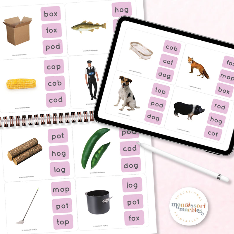 Montessori Pink Series Name the Objects Short O