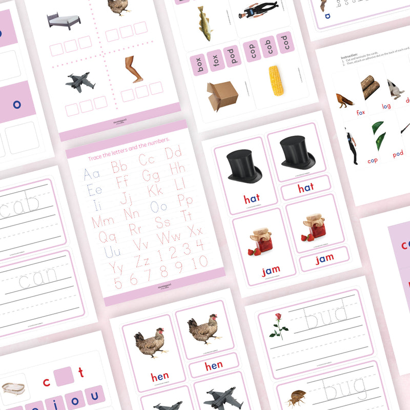 Montessori Pink Series Printable Bundle | CVC Phonics Ages 3-6