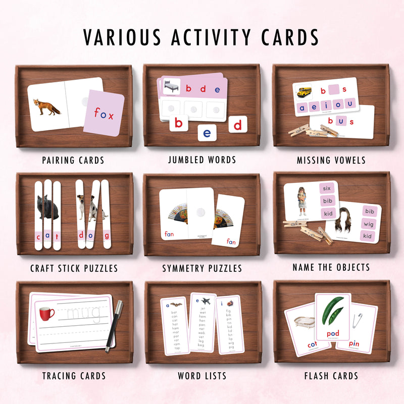 Montessori Pink Series Printable Bundle | CVC Phonics Ages 3-6