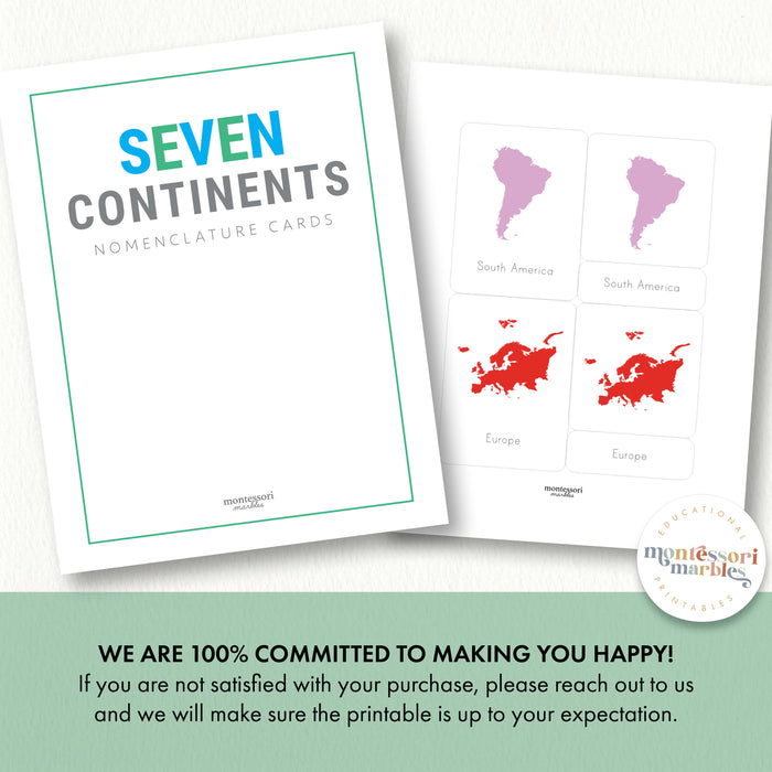 Continents Nomenclature Cards