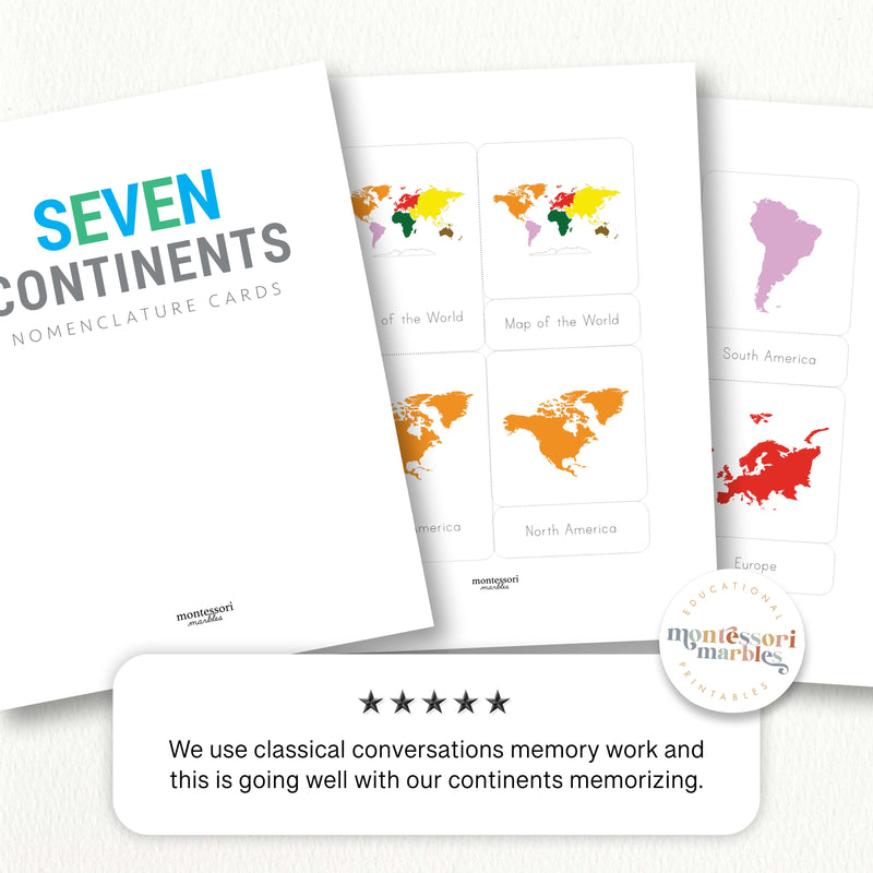 Continents Nomenclature Cards