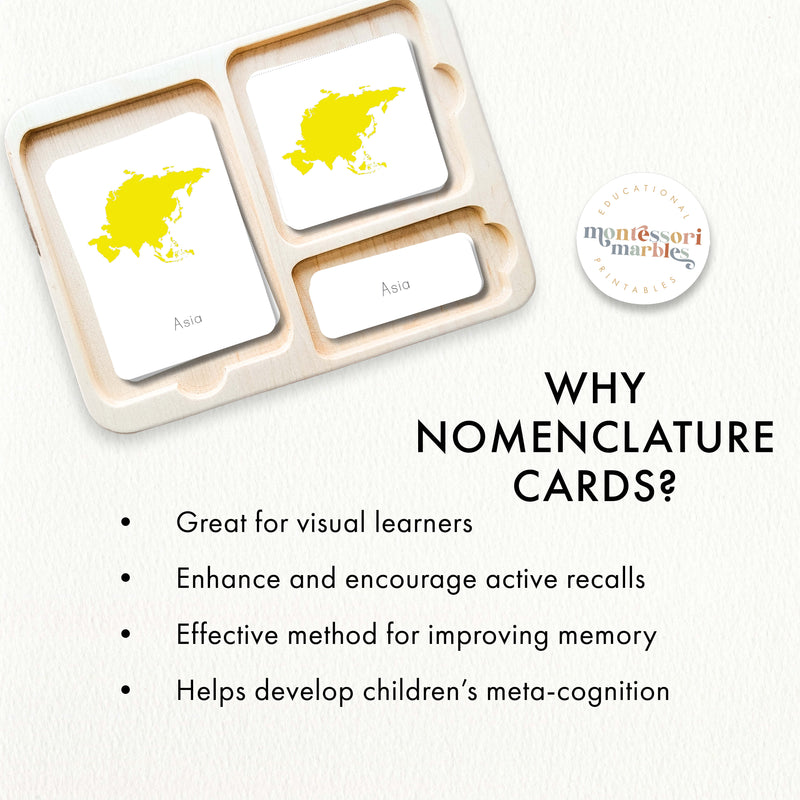 Continents Nomenclature Cards