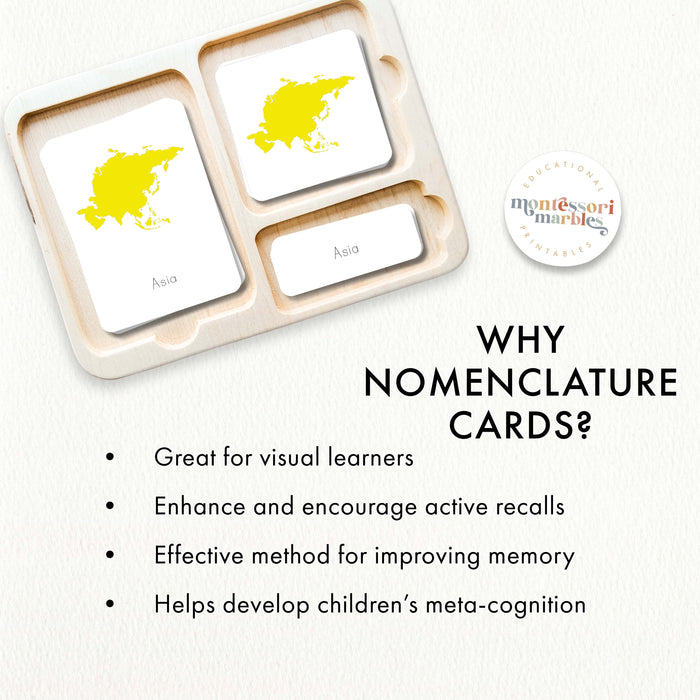Continents Nomenclature Cards
