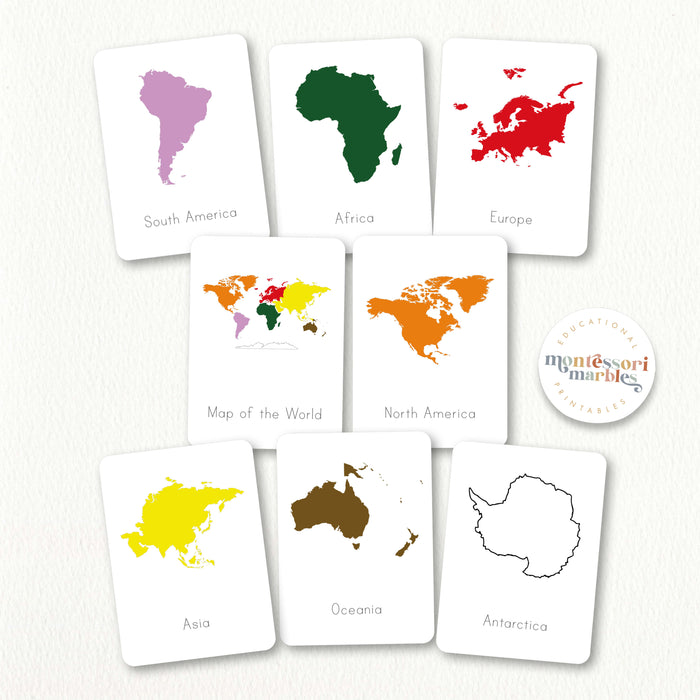 Continents Nomenclature Cards