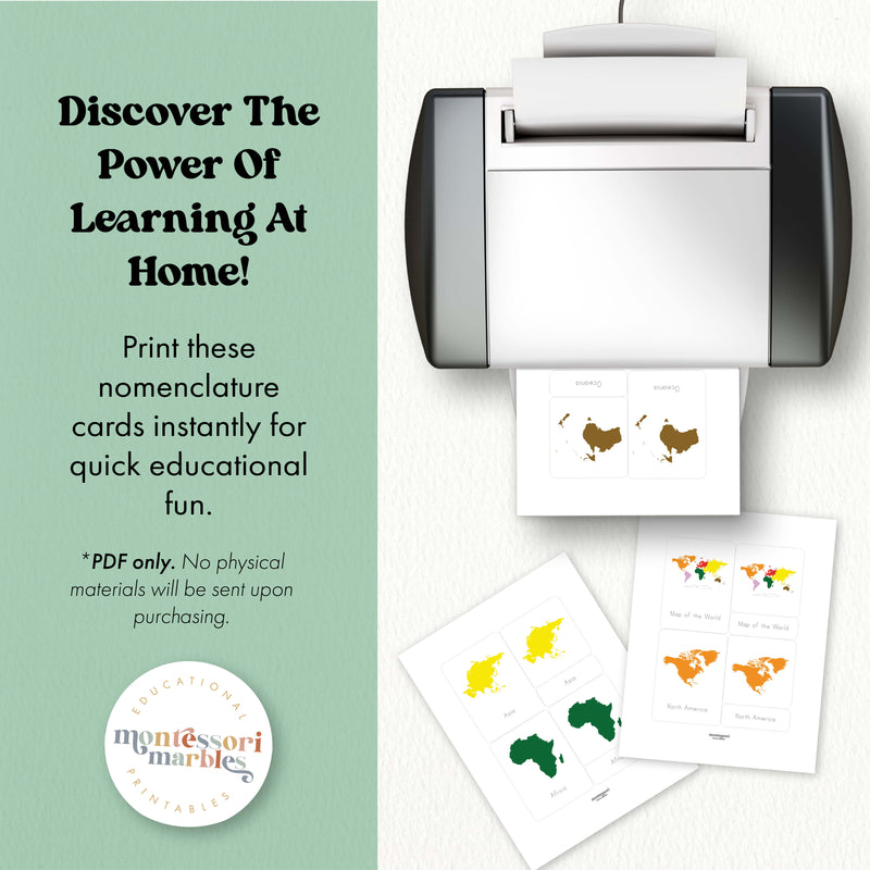 Continents Nomenclature Cards