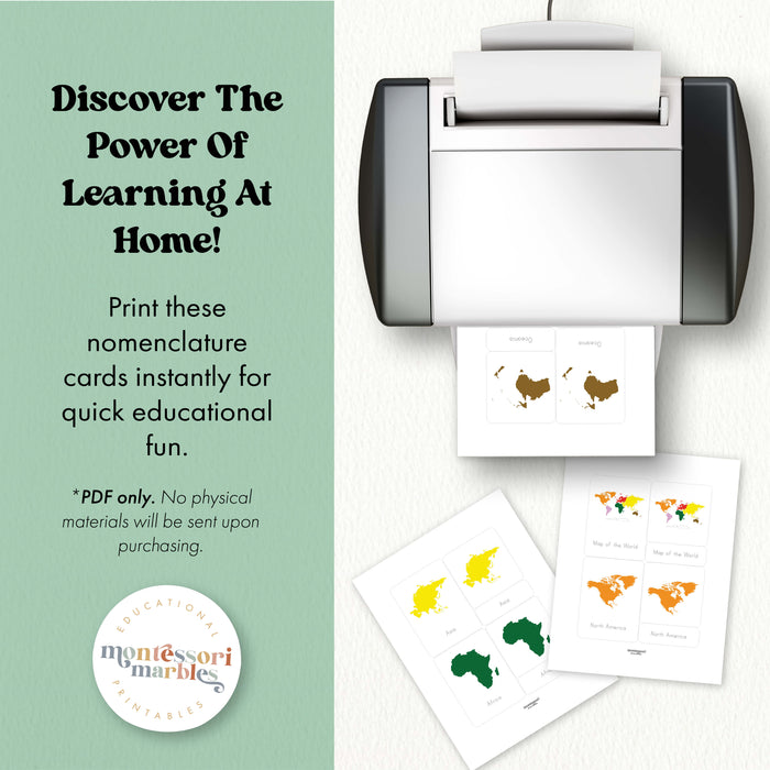 Continents Nomenclature Cards