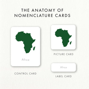Continents Nomenclature Cards