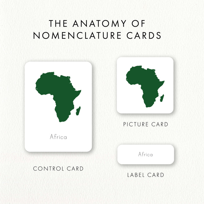 Continents Nomenclature Cards
