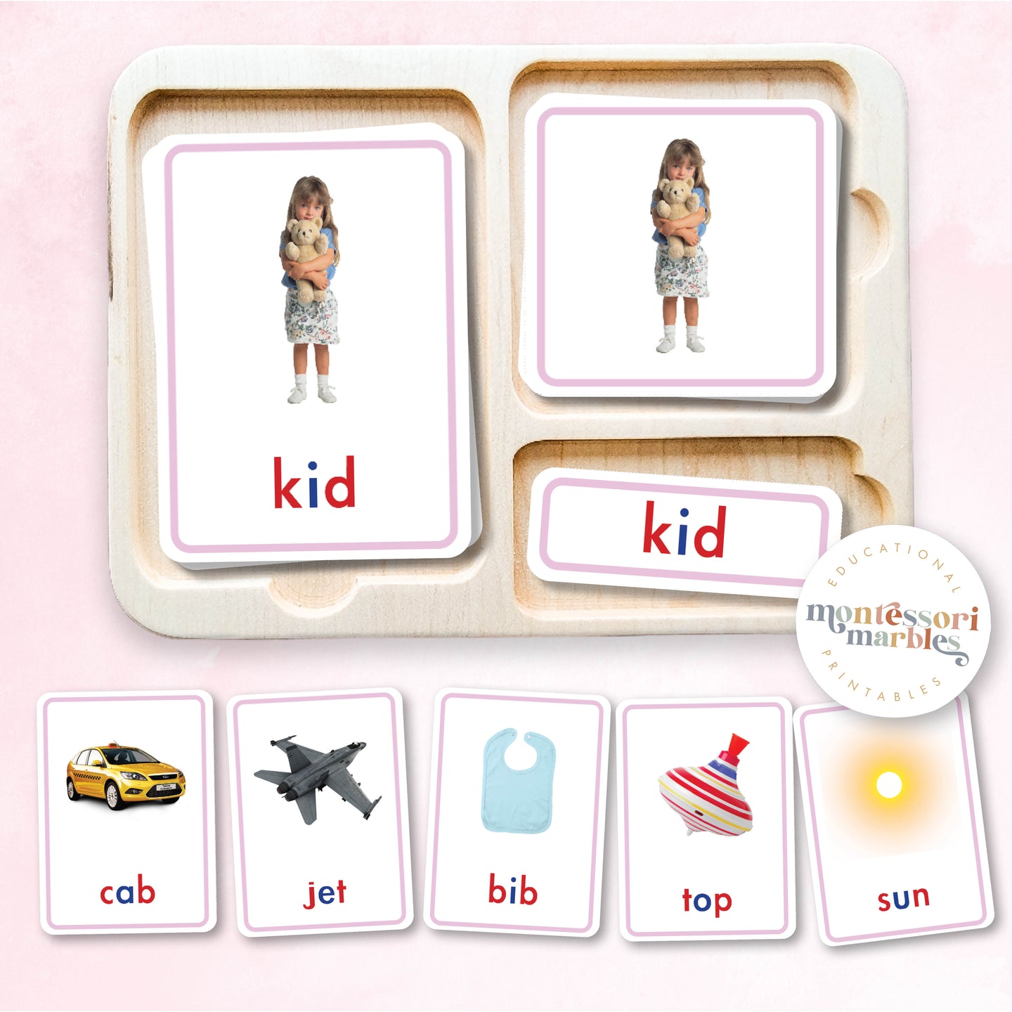 Montessori Pink Series Nomenclature Cards