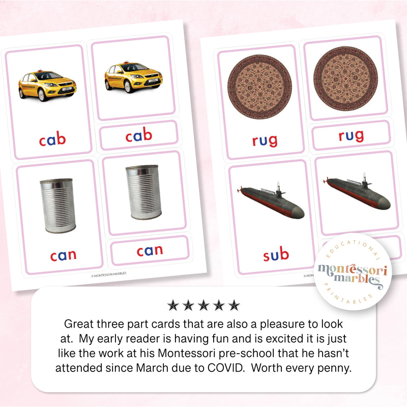 Montessori Pink Series Nomenclature Cards