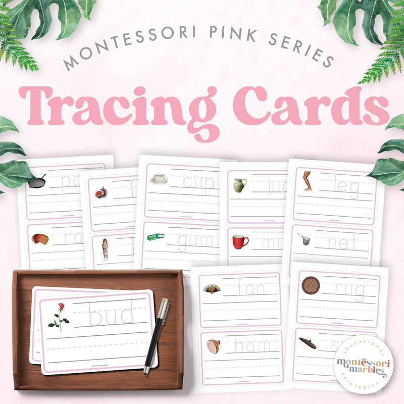 Pink Series tracing cards for CVC handwriting practice