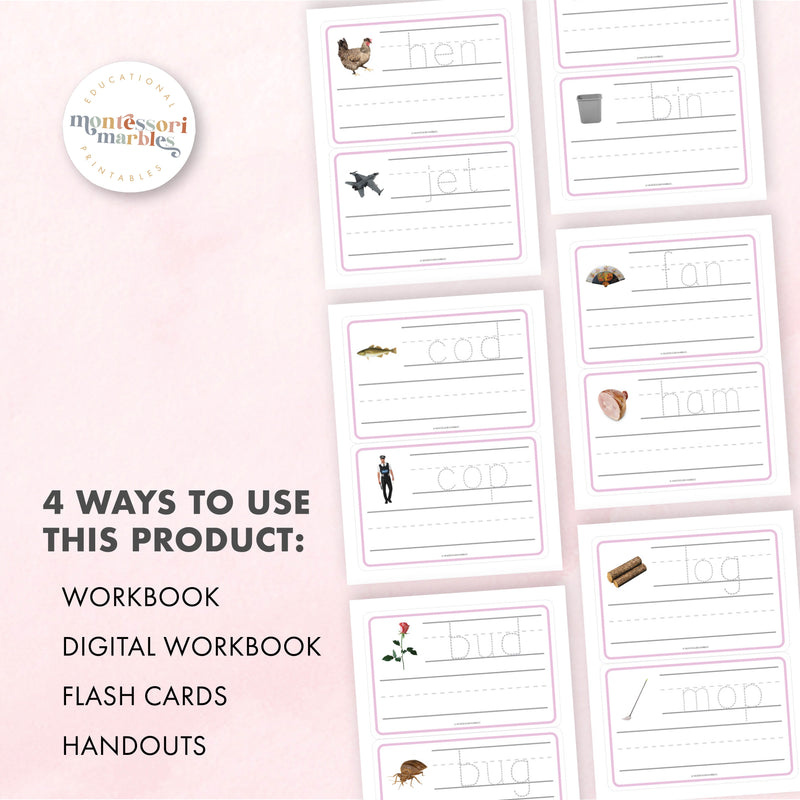 Montessori Pink Series Tracing Cards