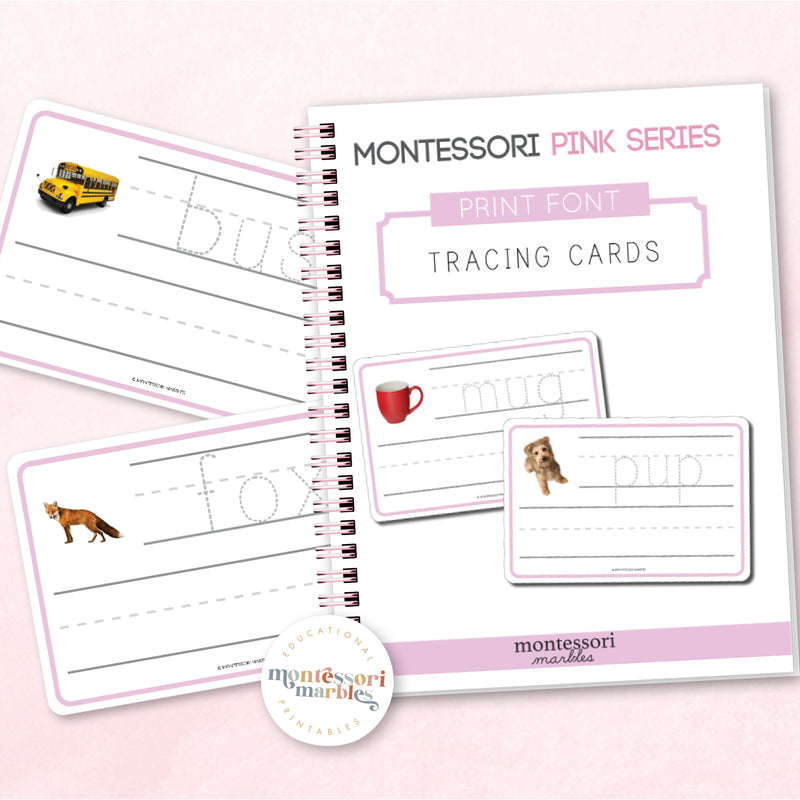 Montessori Pink Series Tracing Cards