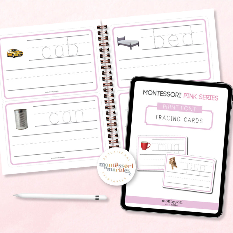 Montessori Pink Series Tracing Cards