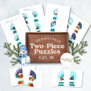 Snow globe symmetry completion puzzles for visual learning — ages 3-6