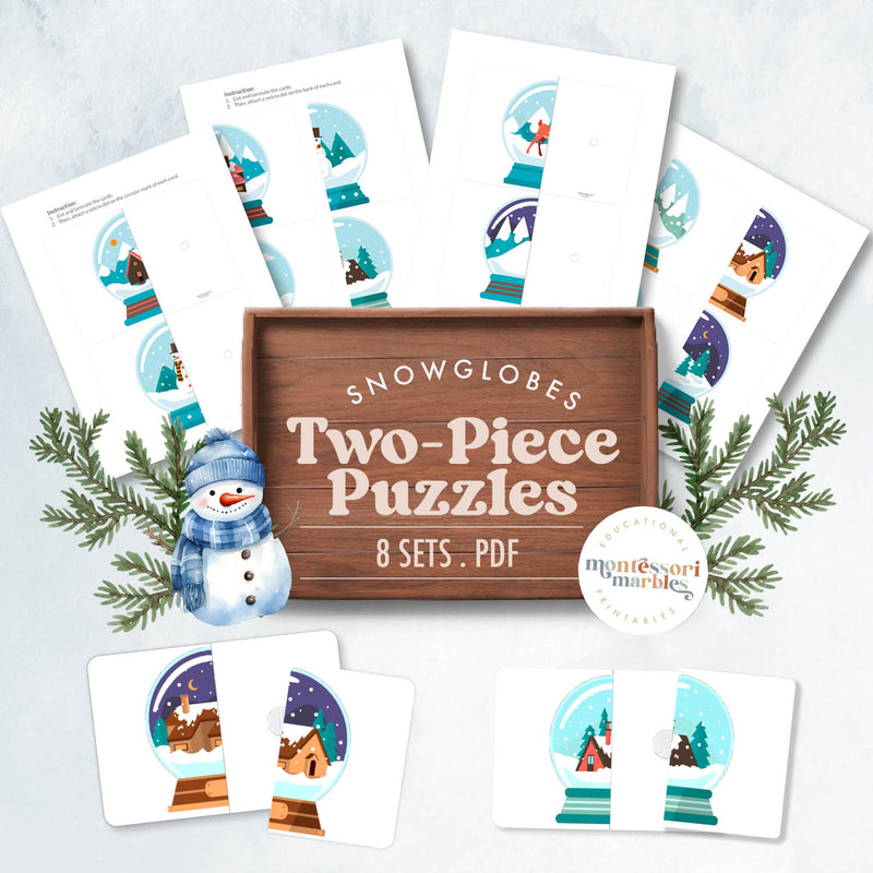 Snow globe symmetry completion puzzles for visual learning — ages 3-6