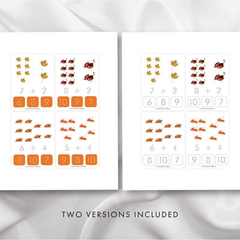 Thanksgiving Addition Clip Cards
