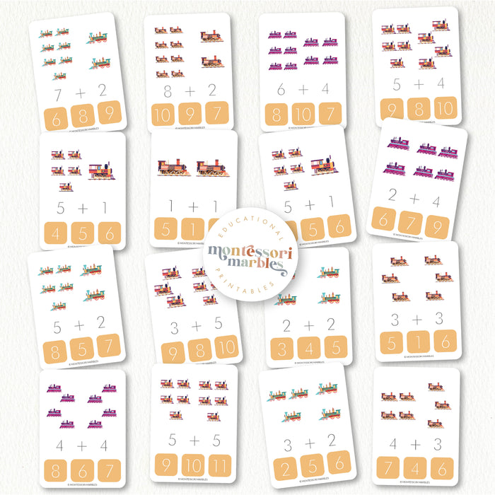Train Addition Clip Cards