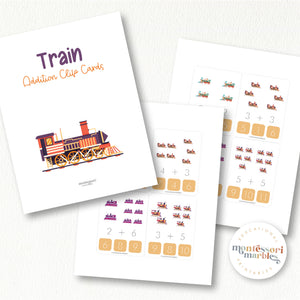 Train Addition Clip Cards