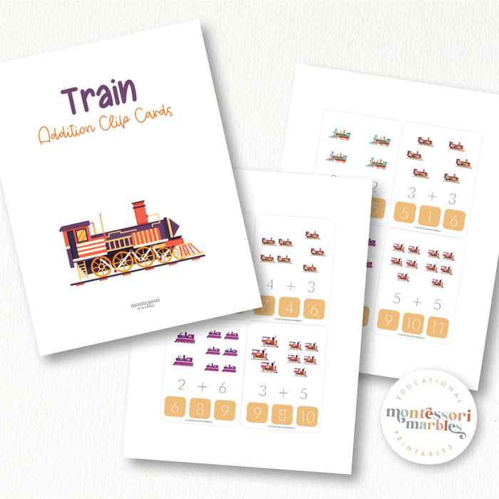 Train Addition Clip Cards